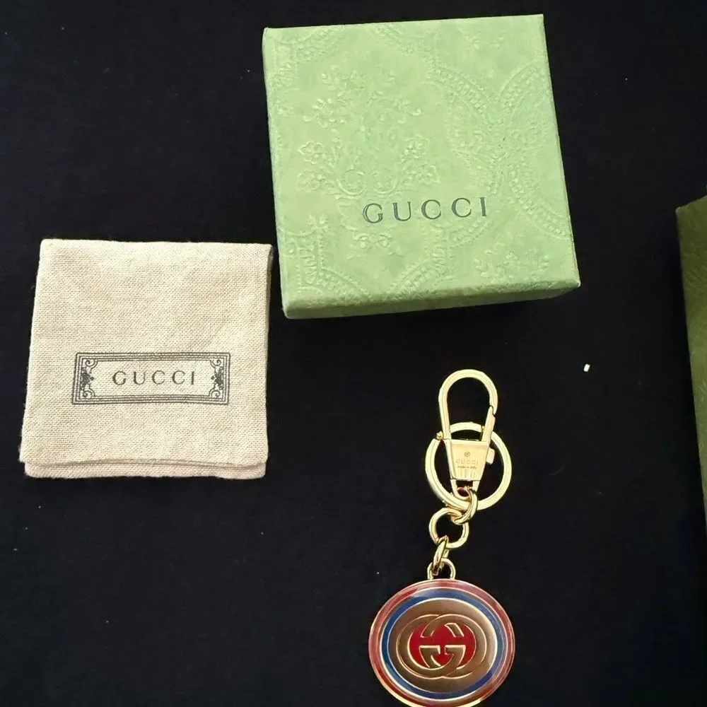 Brand new with box Gucci Gold Keychain with Red and Green Accents